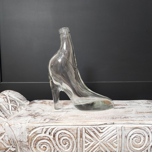 Vintage Glass Bottle Stiletto Clear High Heel Shoe Bottle - Picture 7 of 7